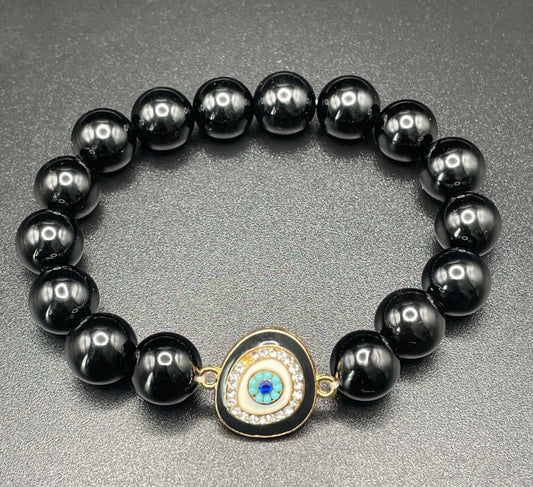Evil eye protection x onyx charm bracelet - Charm Bracelet