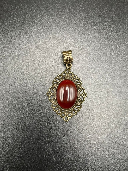 Garnet x bronze pendant - Charms & Pendants