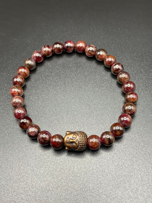 Garnet x buddha charm bracelet - Bracelets