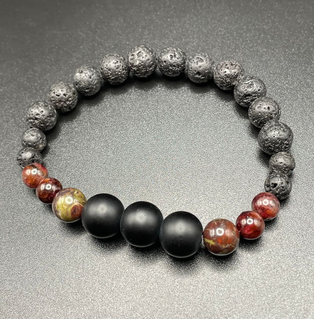 Garnet x dragon blood jasper x onyx bracelet - Bracelet