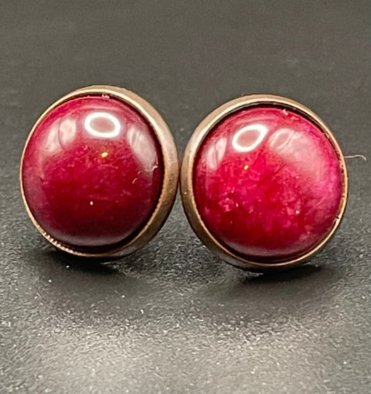 Garnet x red copper stud earrings - Studs