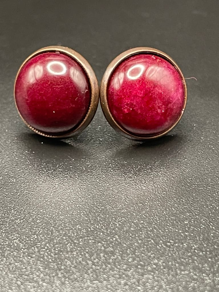 Garnet x red copper stud earrings - Studs