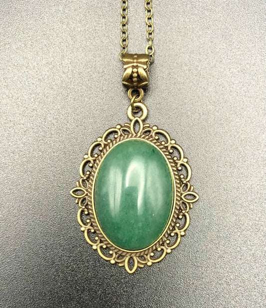 Green Aventurine x Bronze Pendant-Pendant-DopeAlchemy-DopeAlchemy.com