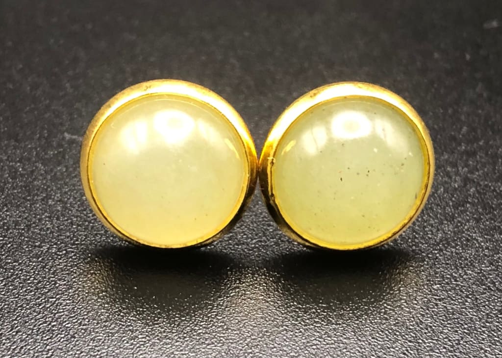 Green aventurine x gold stud earrings - Earrings