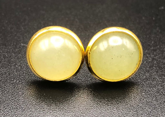 Green aventurine x gold stud earrings - Earrings