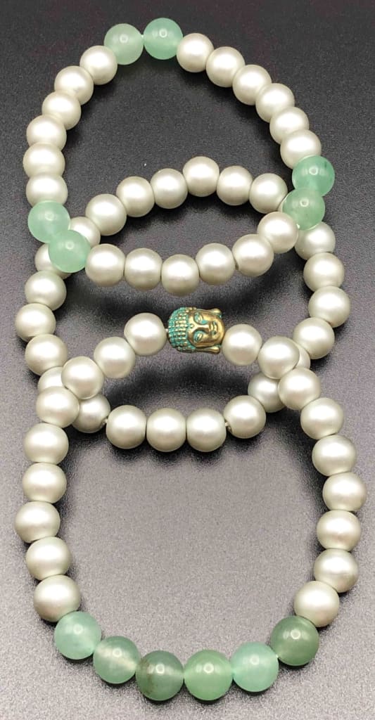 Green Aventurine x Pearl x Bronze Bracelet Set-Bracelet set-DopeAlchemy-DopeAlchemy.com