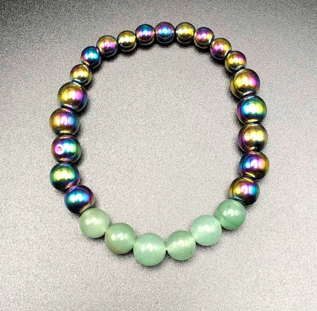 Green Aventurine x Rainbow Hematite Bracelet-Bracelet-DopeAlchemy-DopeAlchemy.com