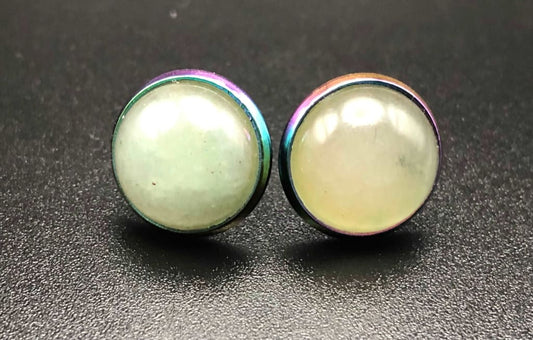 Green Aventurine x Rainbow Hematite Stud Earrings-Earring-DopeAlchemy-DopeAlchemy.com