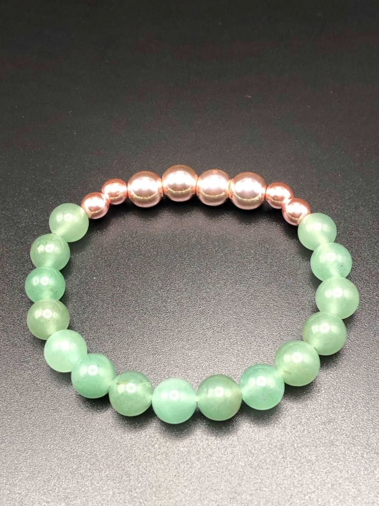 Green Aventurine x Rose Gold Hematite Bracelet-Bracelets-DopeAlchemy-DopeAlchemy.com