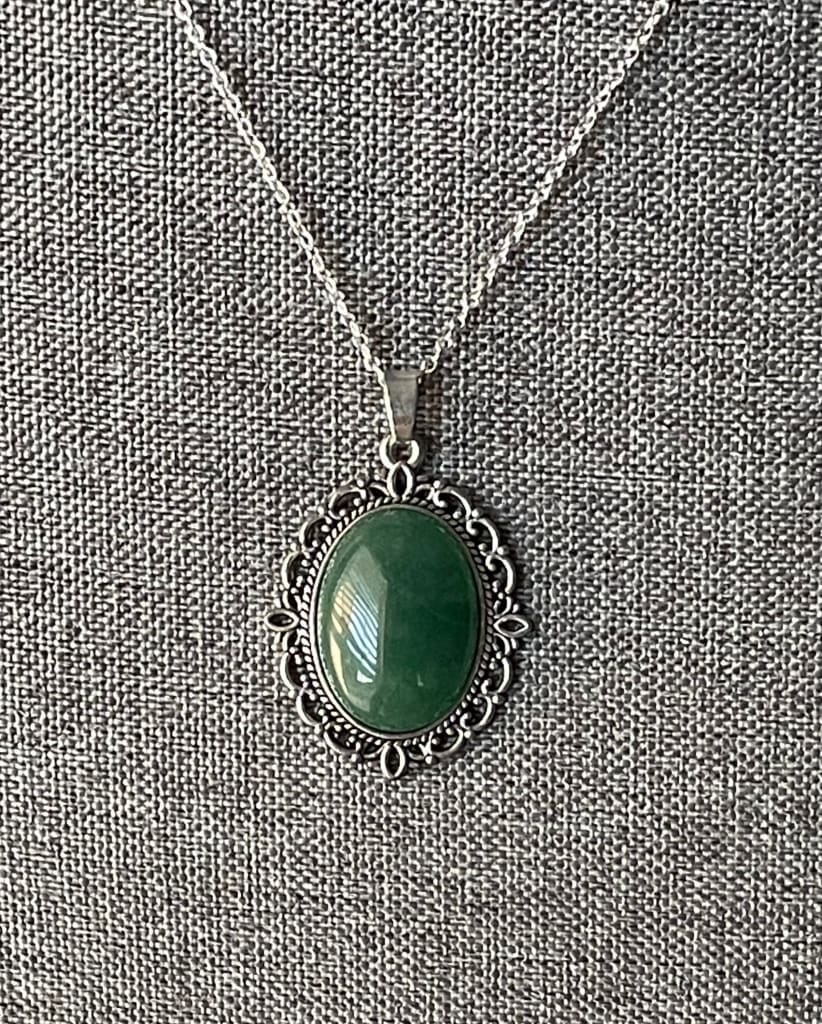 Green aventurine x silver pendant necklace - Pendant