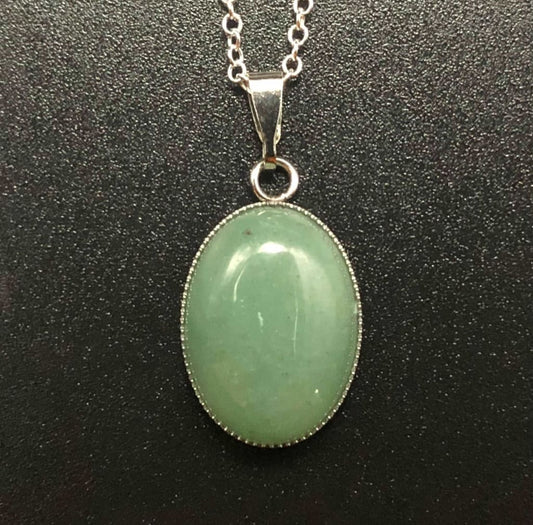 Green Aventurine x Silver Pendant Necklace-Pendant-DopeAlchemy-DopeAlchemy.com