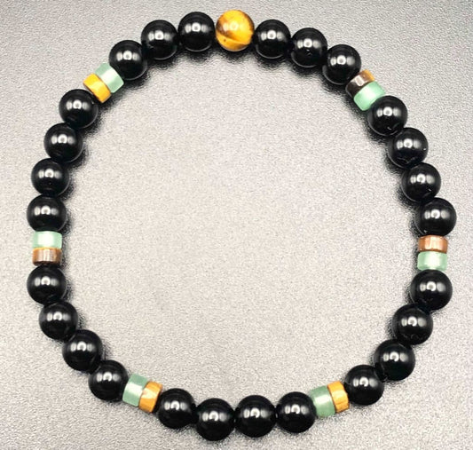 Green Aventurine x Tigers Eye X Onyx bracelet-Bracelet-DopeAlchemy-DopeAlchemy.com
