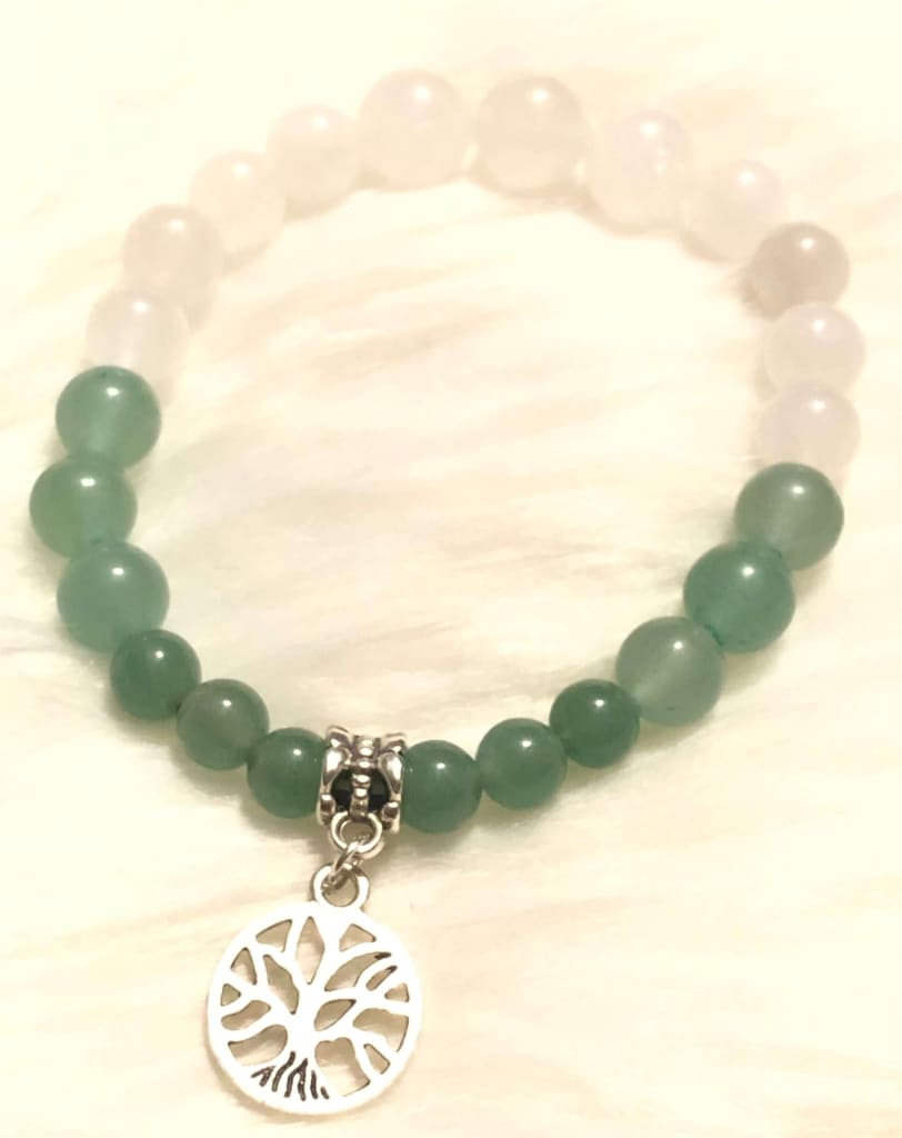Green Aventurine x White Jade x Tree of Life Charm Bracelet-Bracelet-Dope alchemy-DopeAlchemy.com