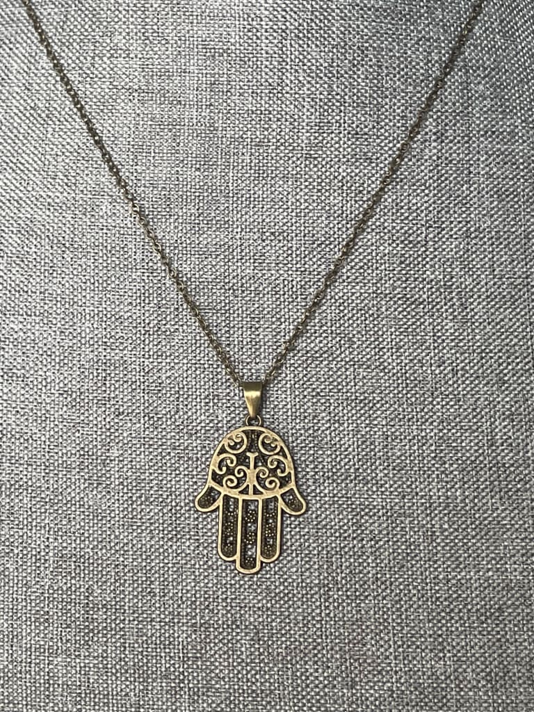 Hamsa “hand of fatima” x bronze pendant necklace - Pendant