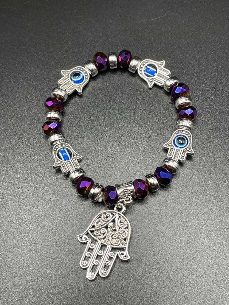 Hand of fatima “hamsa” evil eye charm bracelet - Bracelets