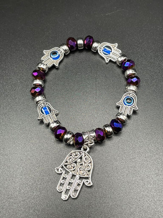 Hand of fatima “hamsa” evil eye charm bracelet - Bracelets