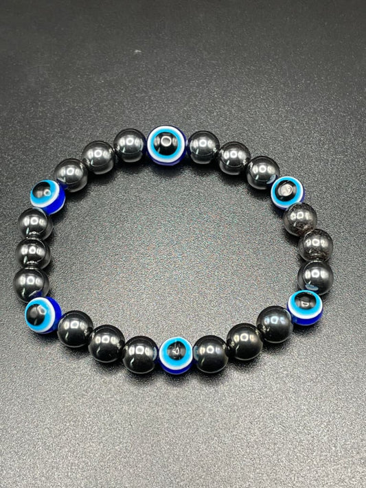 Hematite x evil eye protection bracelet - Bracelet