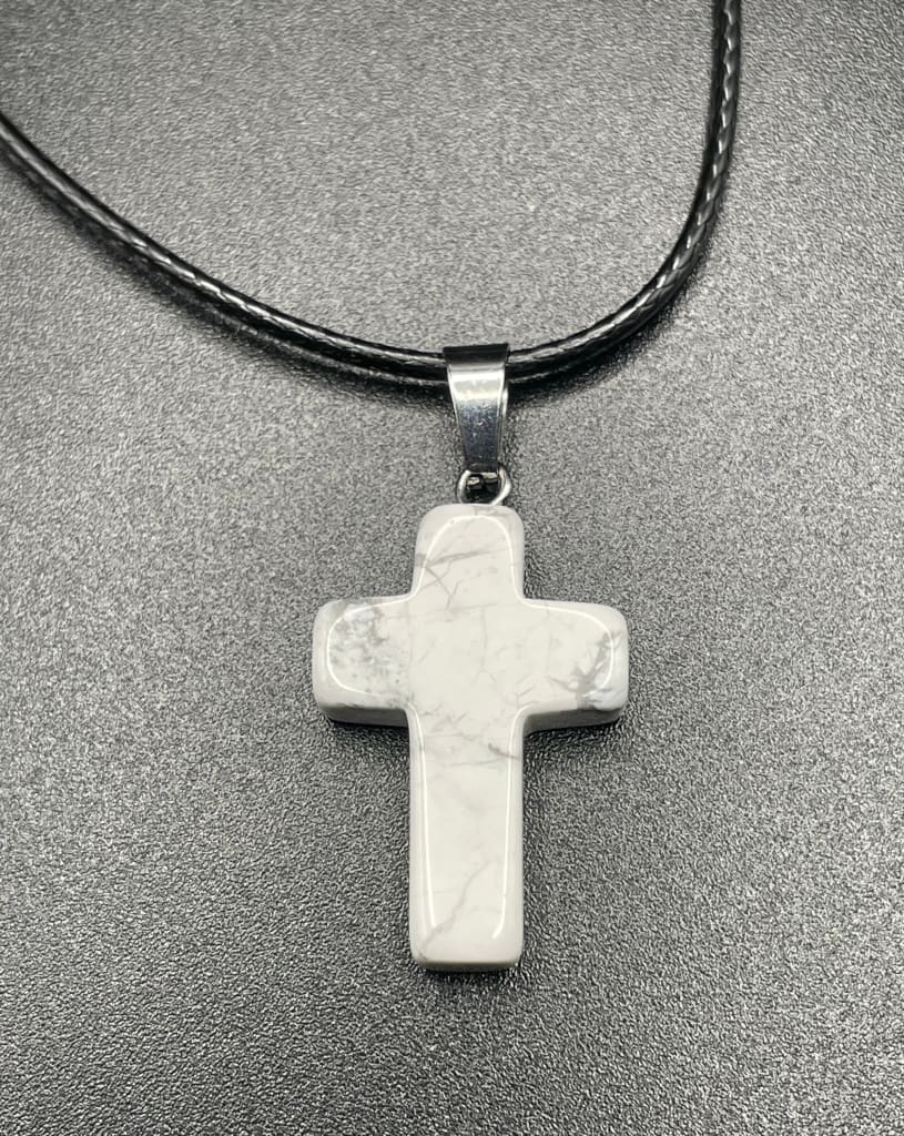 Howlite cross pendant necklace - Necklaces