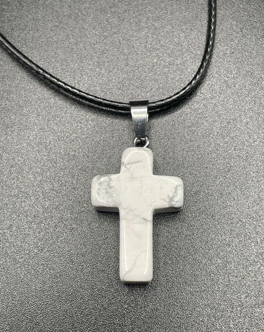 Howlite cross pendant necklace - Necklaces