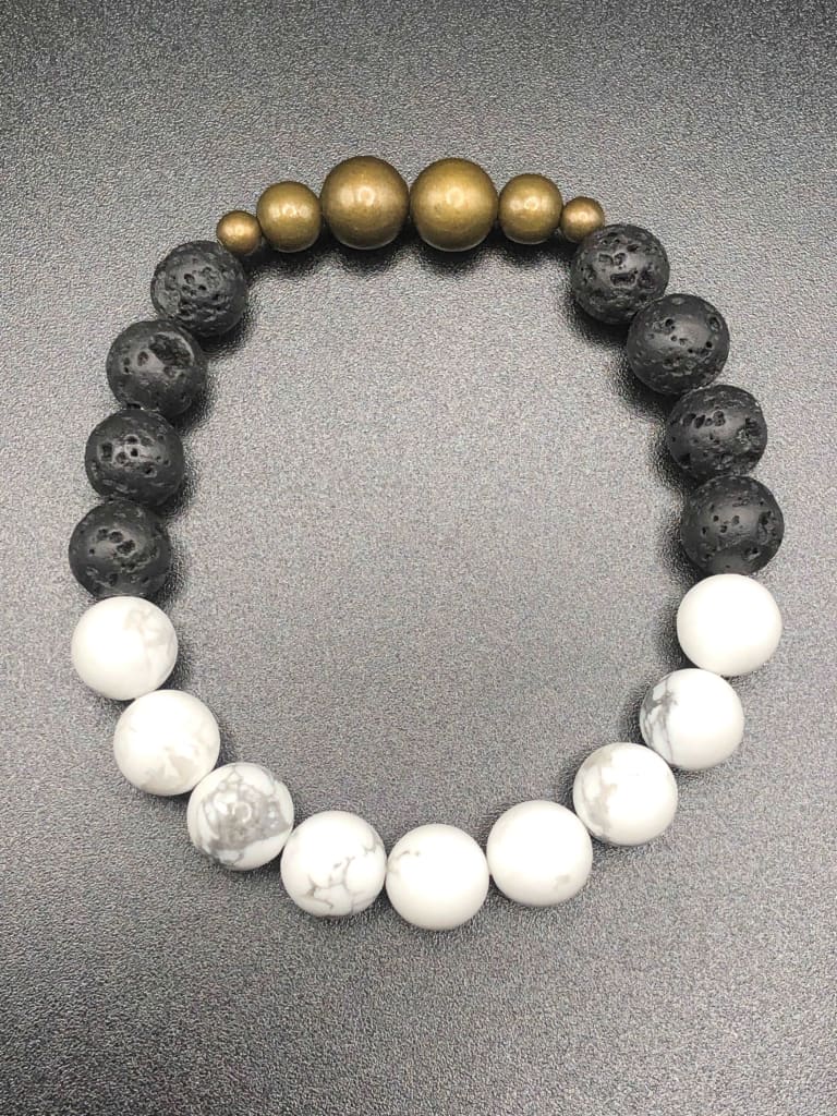 Howlite x Bronze Bracelet-Bracelets-DopeAlchemy-DopeAlchemy.com