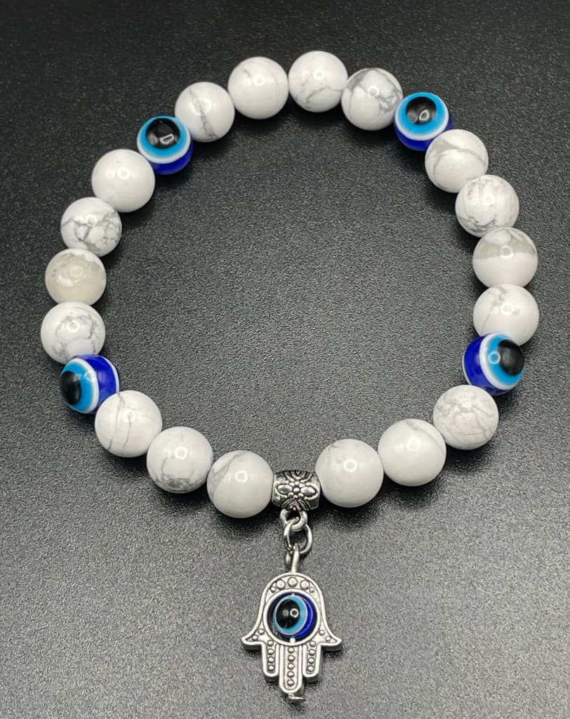 Howlite x evil eye protection charm bracelet - Charm