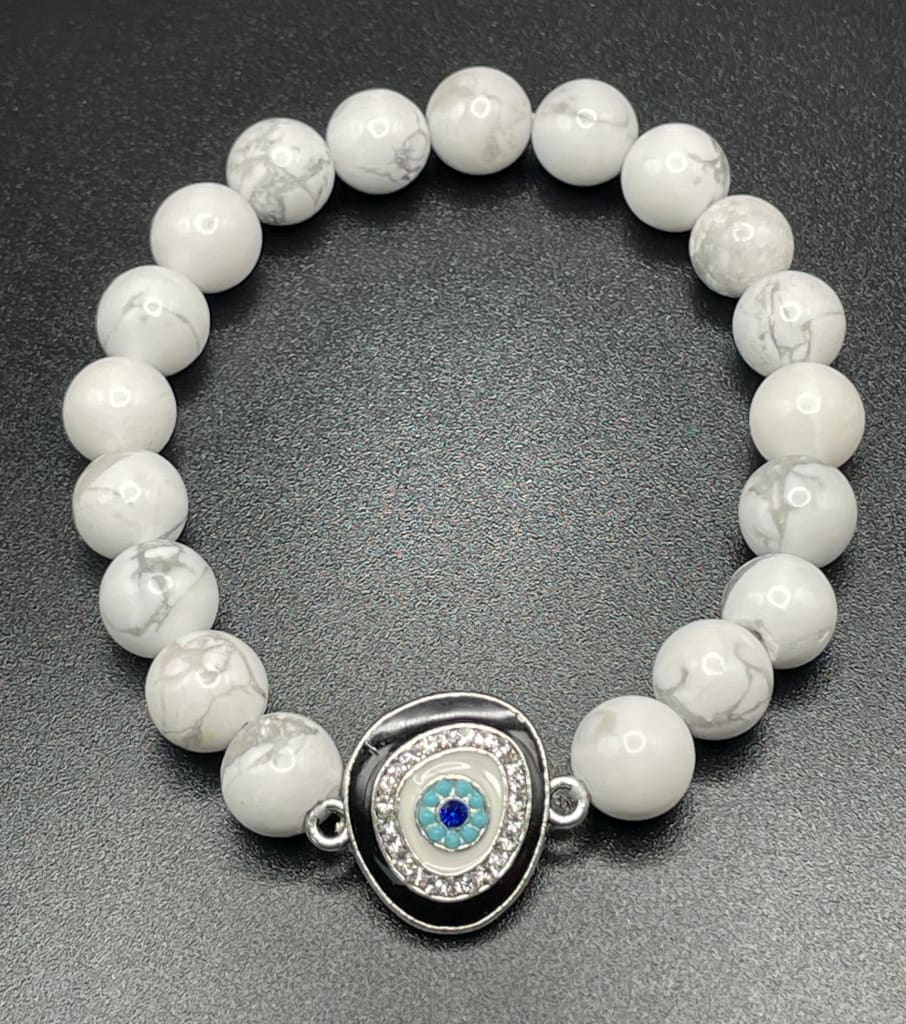 Howlite x evil eye protection charm bracelet - Charm