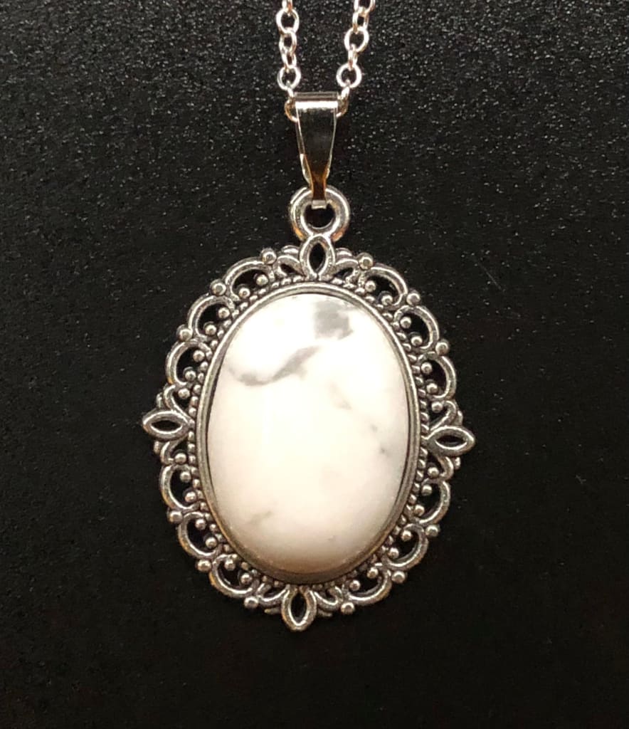 Howlite x Silver Pendant Necklace-Pendant-DopeAlchemy-DopeAlchemy.com