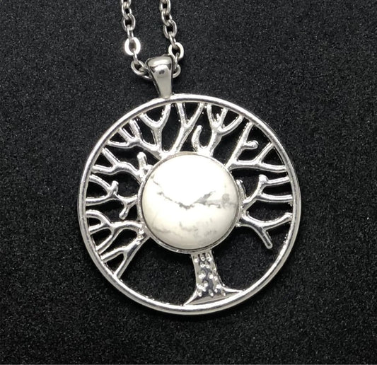 Howlite x Silver x Tree of Life-Pendant-DopeAlchemy-DopeAlchemy.com