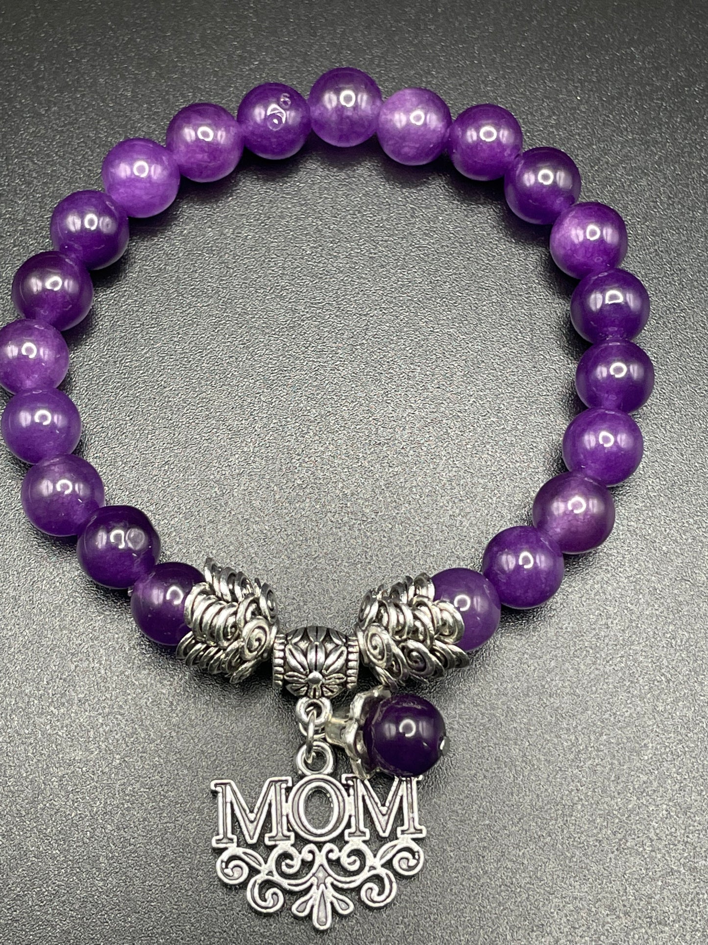 Mother’s Day “Mom” Amethyst charm bracelet