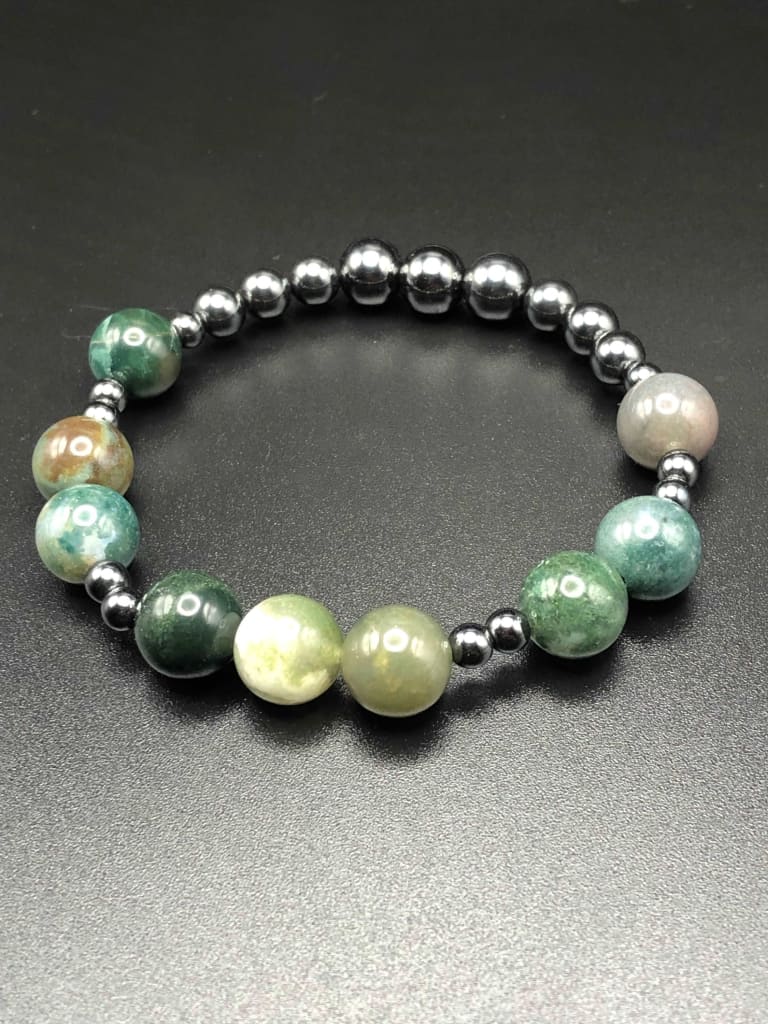 Indian Agate x Hematite Bracelet-Bracelets-DopeAlchemy-DopeAlchemy.com