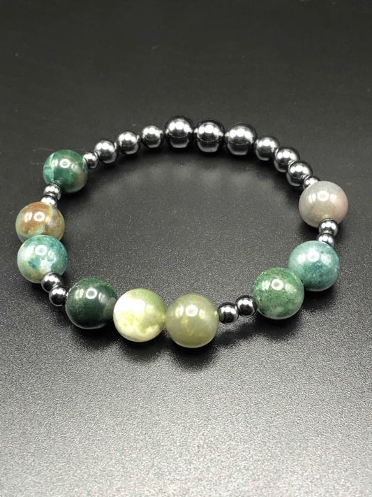 Indian Agate x Hematite Bracelet-Bracelets-DopeAlchemy-DopeAlchemy.com