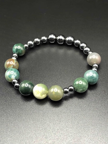 Indian agate x hematite bracelet – Dope Alchemy Handcrafted display picture 2