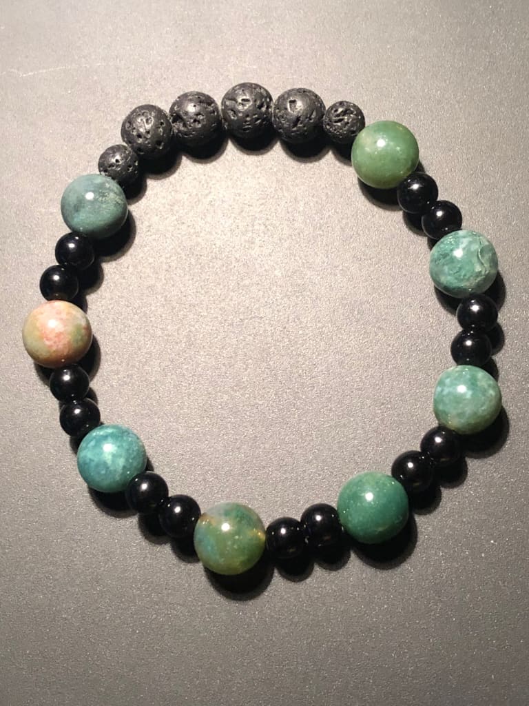 Indian agate x lava stone bracelet - Bracelets