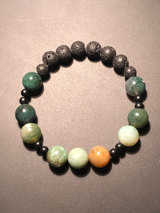 Indian agate x lava stone bracelet - Bracelets