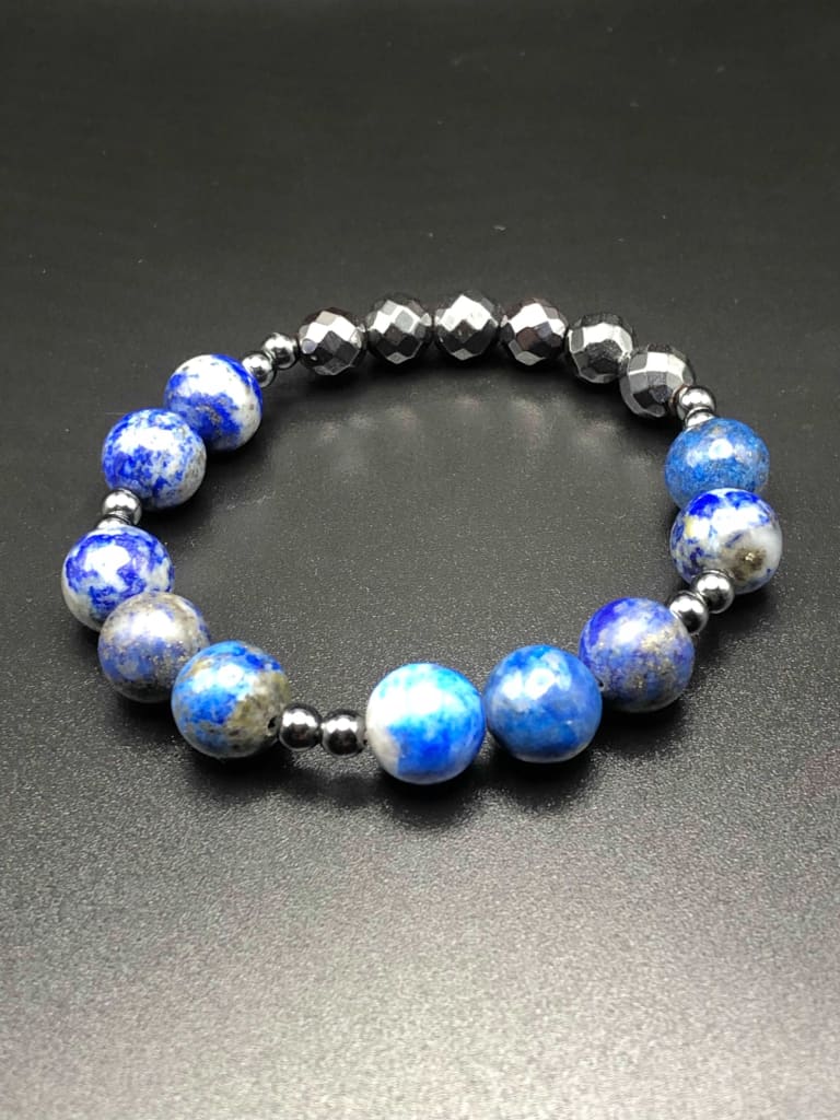 Lapis Lazuli x Faceted Hematite Bracelet-Bracelets-DopeAlchemy-DopeAlchemy.com
