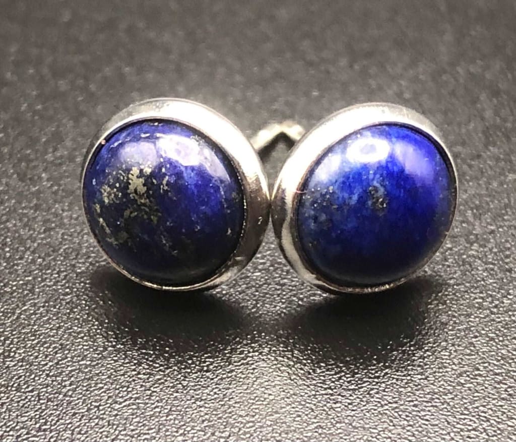 Lapis Lazuli x Silver stud earrings-Earrings-DopeAlchemy-10 mm-DopeAlchemy.com