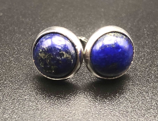 Lapis Lazuli x Silver stud earrings-Earrings-DopeAlchemy-10 mm-DopeAlchemy.com
