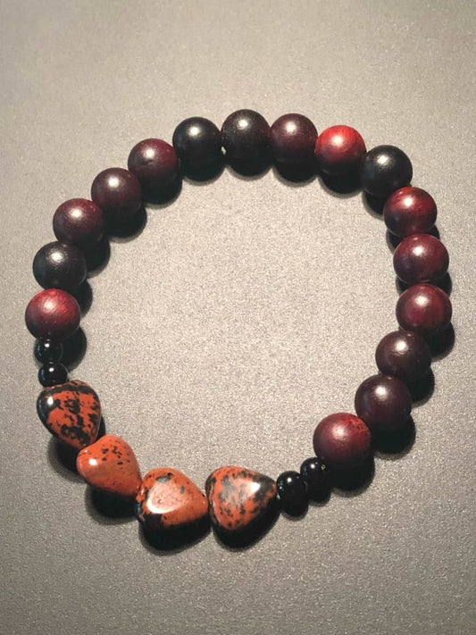 Mahogany Obsidian x Mahogany Wood Bracelet-Bracelets-DopeAlchemy-DopeAlchemy.com