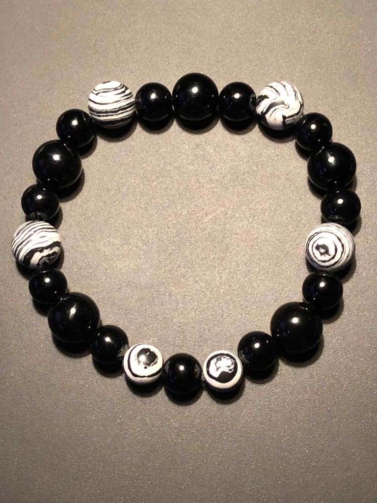 Malachite x Onyx Bracelet-Bracelets-Dope Alchemy Handcrafted-White-DopeAlchemy.com