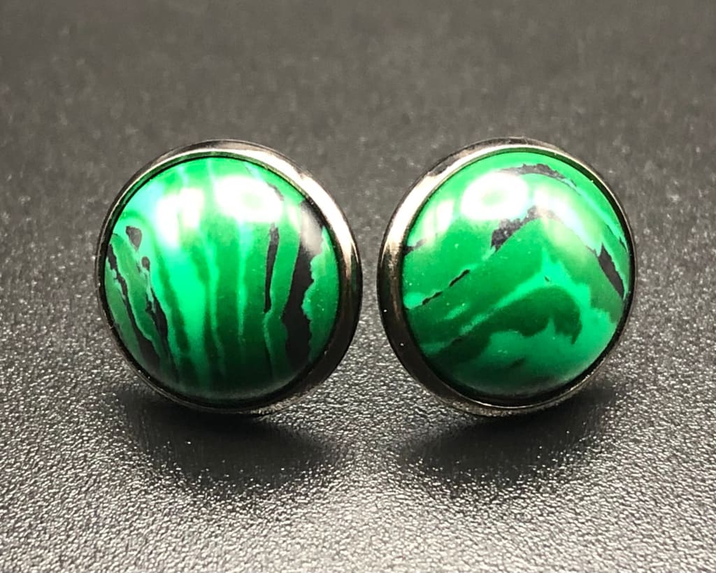 Malachite x silver stud earrings - Earrings