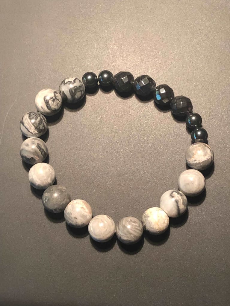 Map Jasper x Hematite Bracelet-Bracelets-DopeAlchemy-DopeAlchemy.com