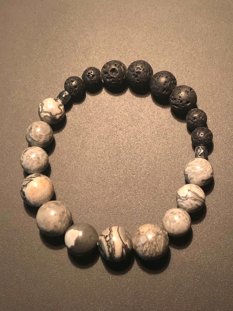 Map Jasper x Lava Stone Bracelet-Bracelets-DopeAlchemy-DopeAlchemy.com