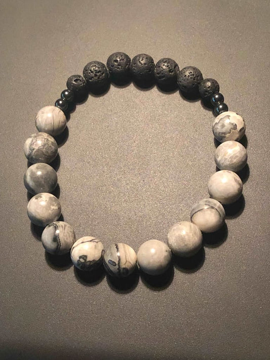 Map Jasper x Hematite bracelet-Bracelets-DopeAlchemy-DopeAlchemy.com