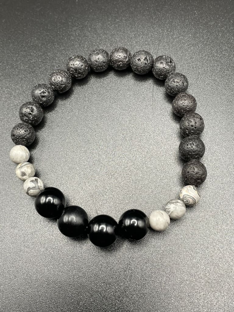 Map jasper x lava stone x onyx bracelet - Bracelet