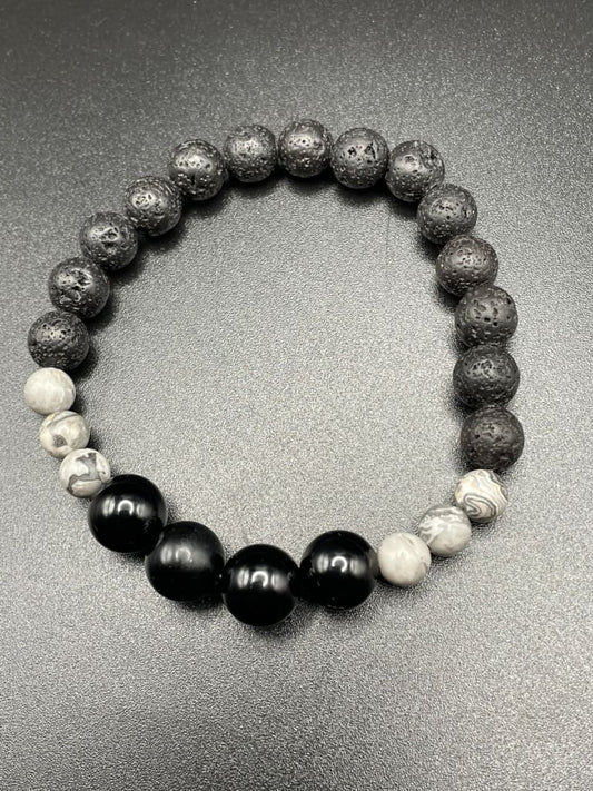 Map jasper x lava stone x onyx bracelet - Bracelet