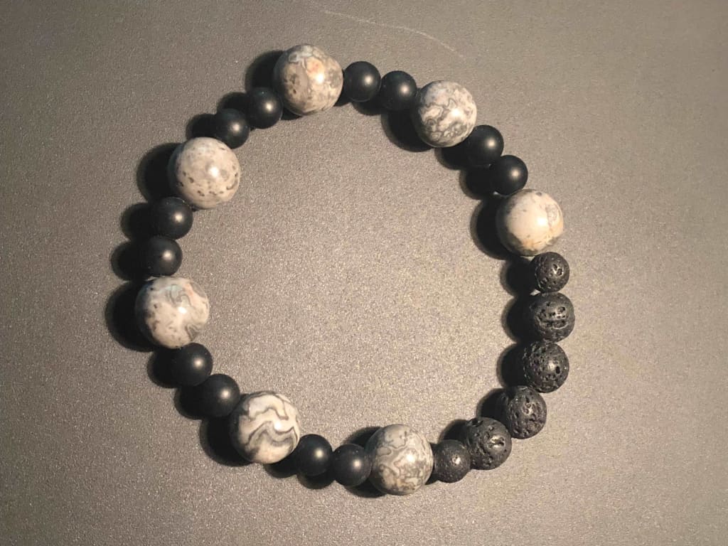 Map Jasper x Onyx bracelet-Bracelets-DopeAlchemy-DopeAlchemy.com