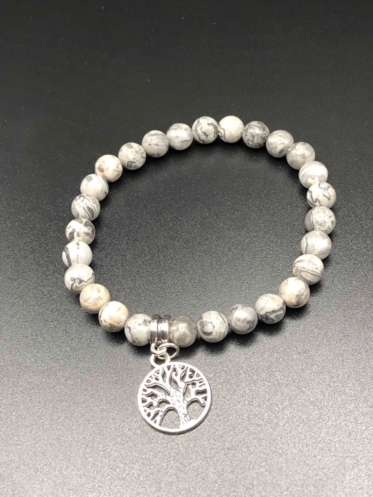 Map Jasper x Tree of Life Charm Bracelet-Bracelets-DopeAlchemy-DopeAlchemy.com