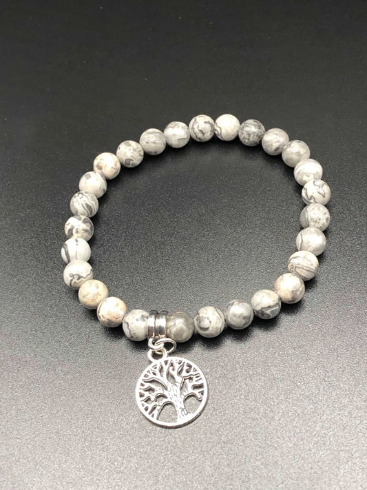 Map Jasper x Tree of Life Charm Bracelet-Bracelets-DopeAlchemy-DopeAlchemy.com