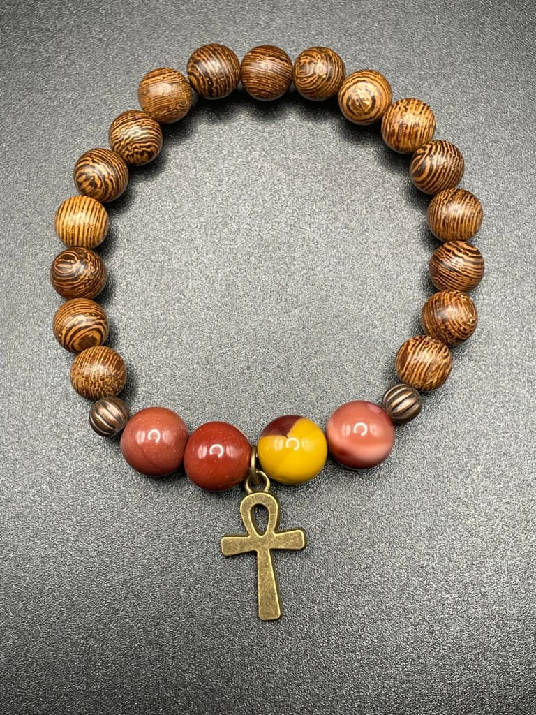 Mookaite x sandelwood x ankh bracelet - Bracelet
