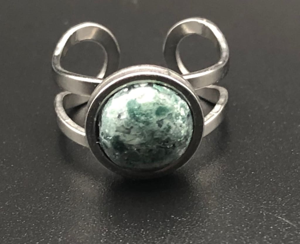 Moss agate x silver ring